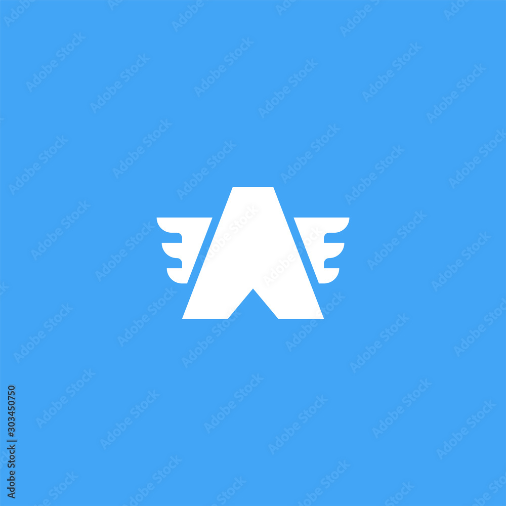 Simple outline letter mark A with wings for concept design. Simple outline letter mark A with wings for concept design.