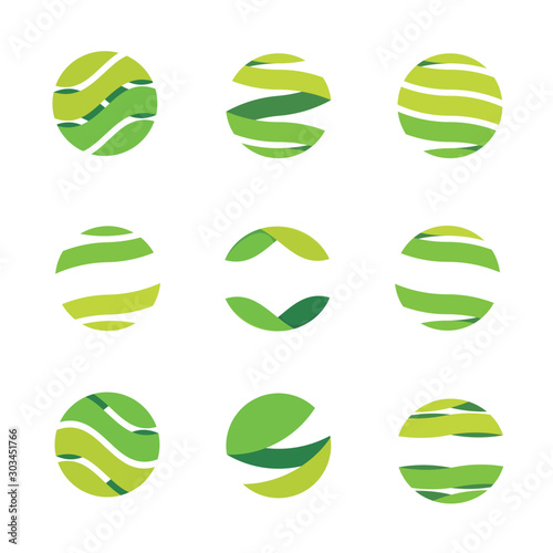 Abstract Circle Green Leaf Logo
