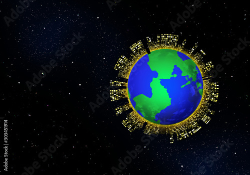 blue planet in space illustration, include clipping path