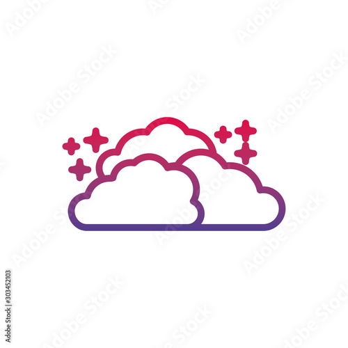 clouds star fantasy line gradient icon