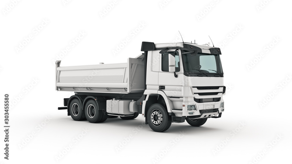 Φωτογραφία white dump truck. 3d rendering