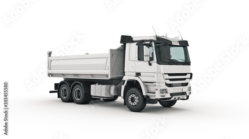 white dump truck. 3d rendering