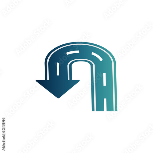 u turn asphalt road gradient icon