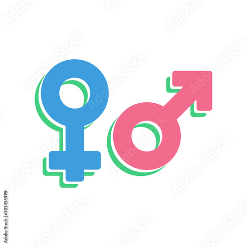 Male and Female gender icon, modern flat design color sign vector