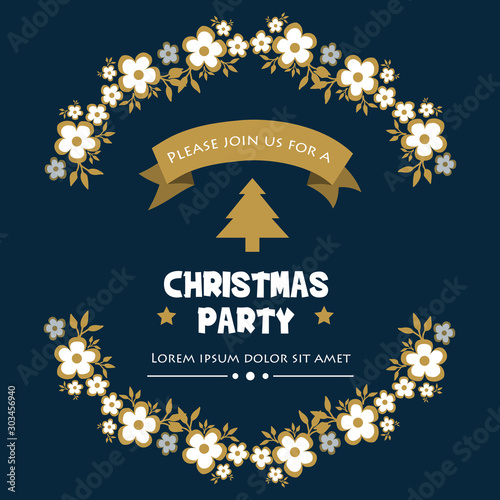 Floral background for greeting card of christmas party. Vector