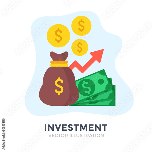 Investment. Flat design. Investing, money management, capital, banking, economic growth, financial plan concepts. Vector illustration