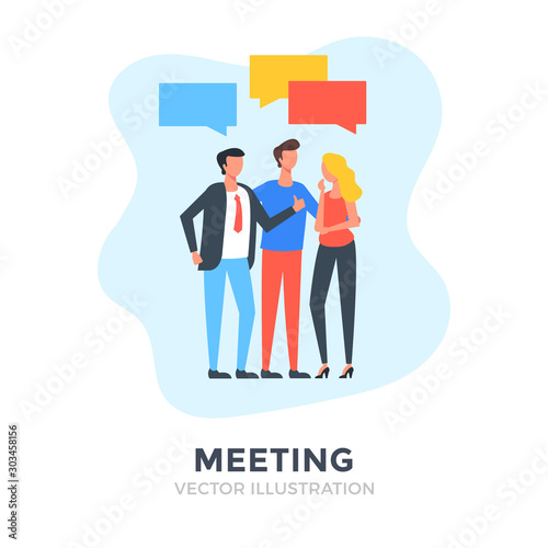Meeting. Flat design. Business people. Vector illustration