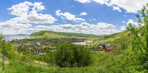 Panorama of the village of Shiryaevo in the Zhiguli Mountains, Russia