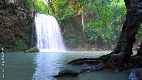 Waterfall in Deep Forest in Kanchanaburi Thailand