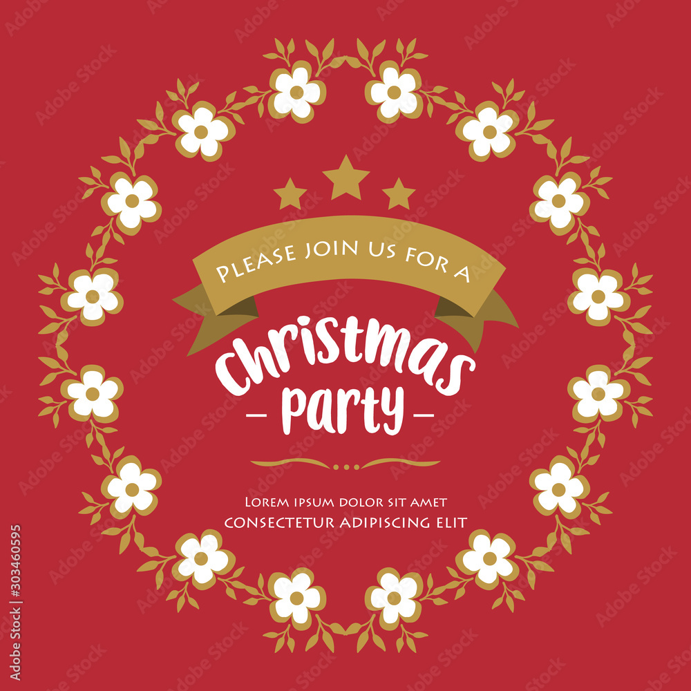 Decoration template christmas party, with texture of leaf floral frame. Vector Decoration template christmas party, with texture of leaf floral frame. Vector