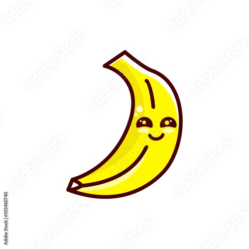 happy banana mascot character cartoon icon design