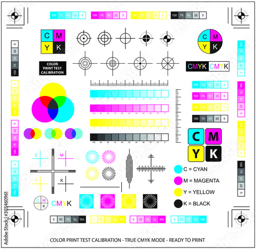 color mixing scheme or color print test calibration concept. easy to modify