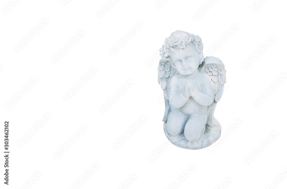 The cupid statue of a child on a white background The cupid statue of a child on a white background