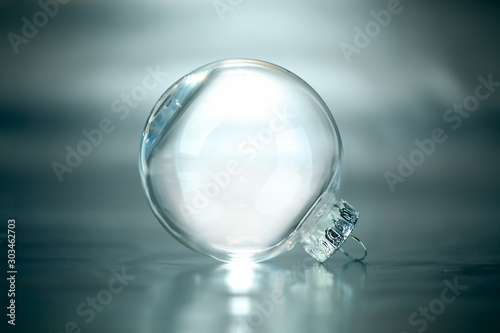 Clear glass Christmas ornament with blank empty space