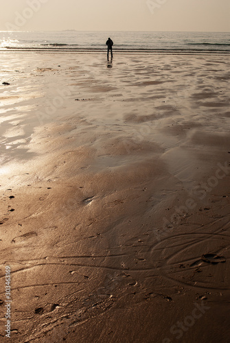Mud flat and silhouette in West sea, Korea