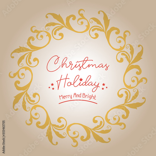 Seamless leaf flower frame art, for greeting card christmas holiday. Vector