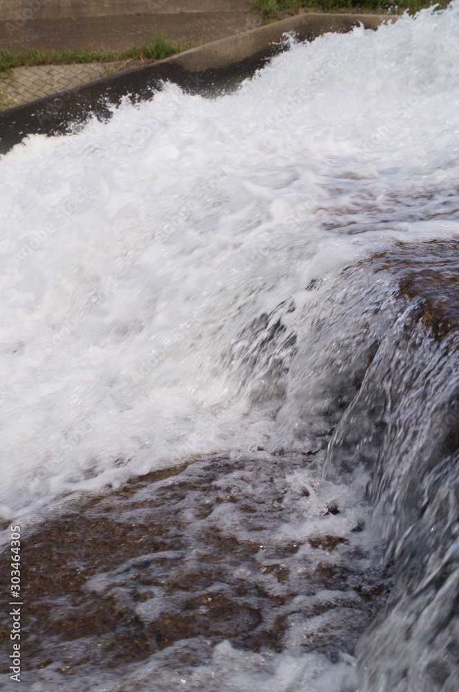 Japanese river flow water splash Japanese river flow water splash
