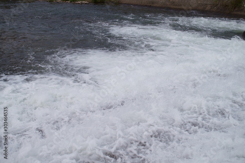 Japanese river flow water splash