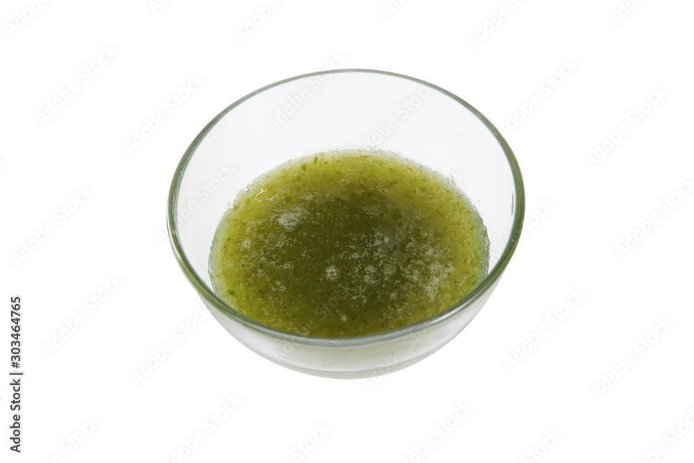 Thai spicy sauce for seafood isolated on white background (clipping path), Thai spicy sauce in glass cup