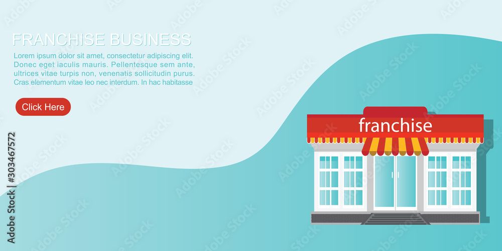 Small store or franchise templated isolated on blue background.