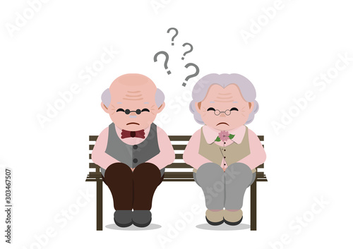 Senior couple with sad facial expressionold.