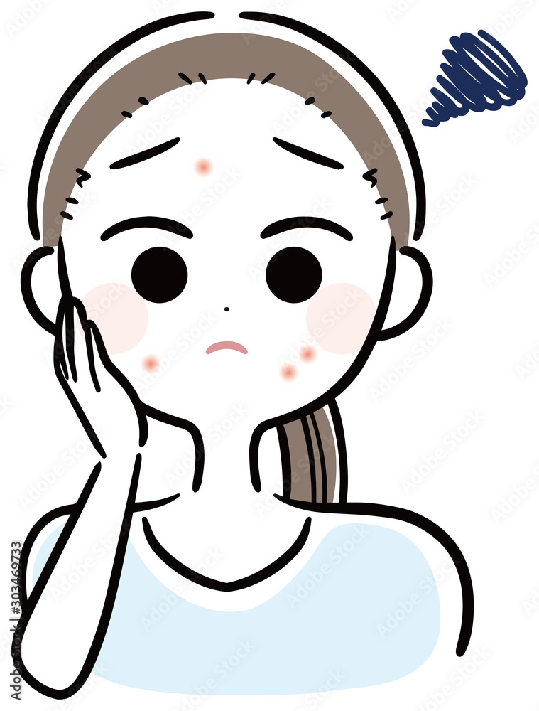 ニキビ 吹き出物 困る女性 イラスト Stock Vector Adobe Stock