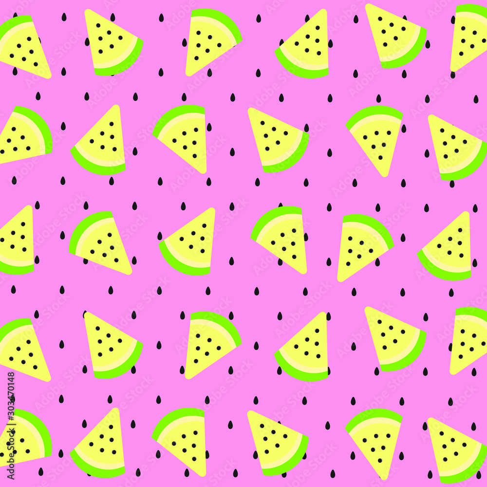 Tropical fruit  fresh yellow watermelon slice with seed  isolated on light red color  for print screen backdrop  ,Fabric and tile   concept. Stock Vector |  Adobe Stock