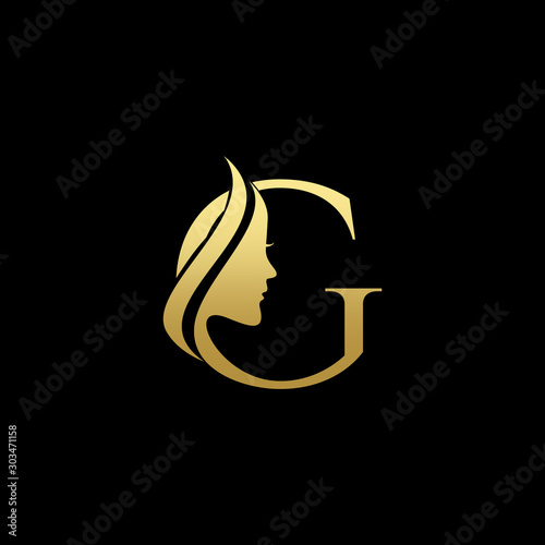 Letter G Beauty Women Face Logo Design Vector