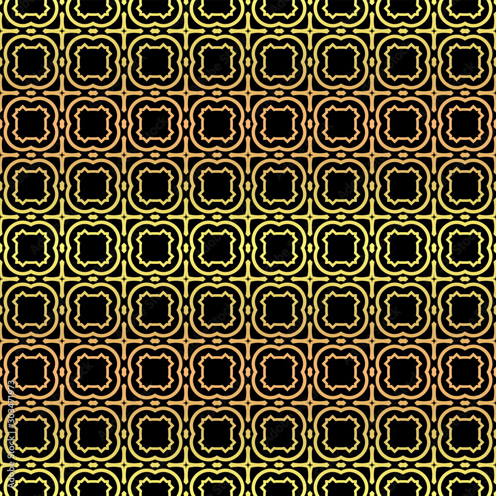 Luxury seamless Lace Geometric Ornament. Vector illustration. Black, gold color