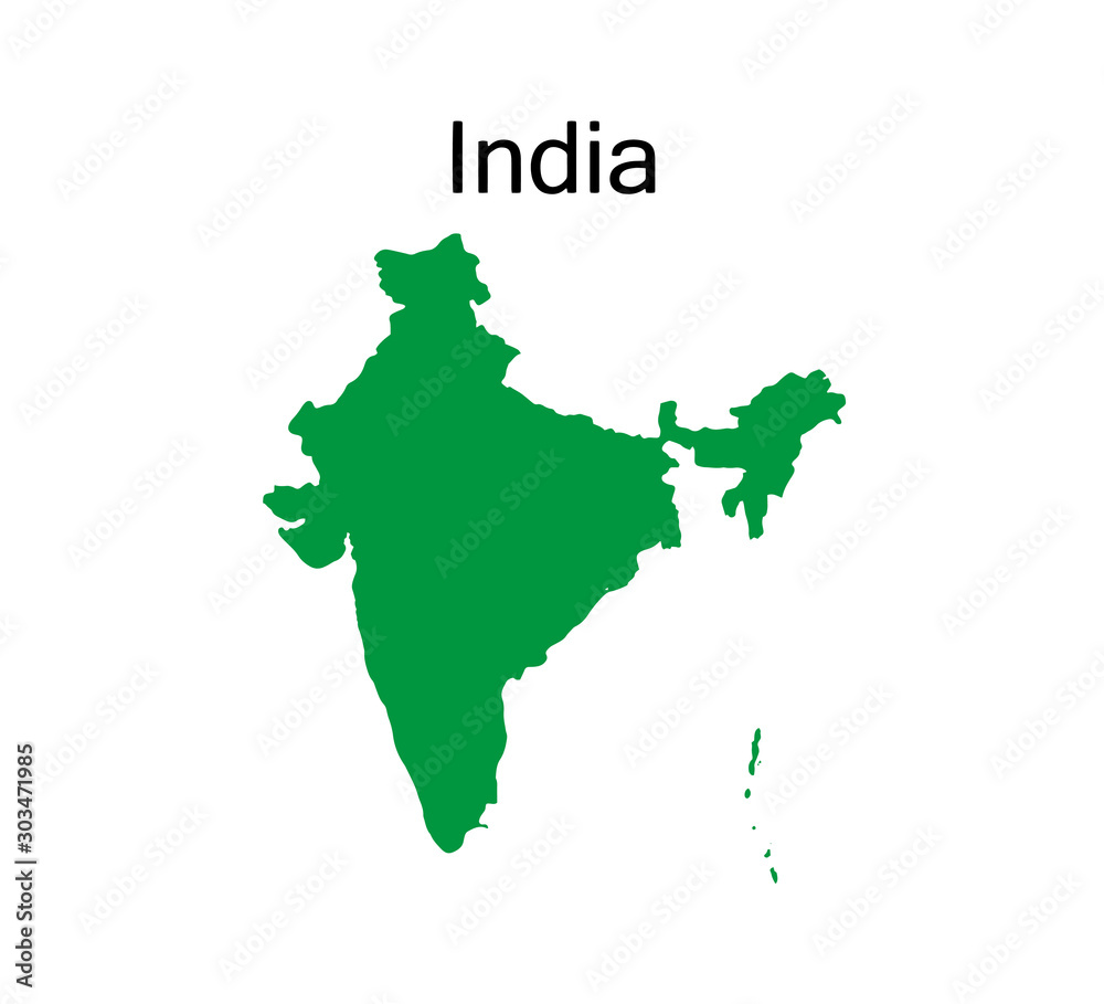 India map on white background. Vector illustration.
