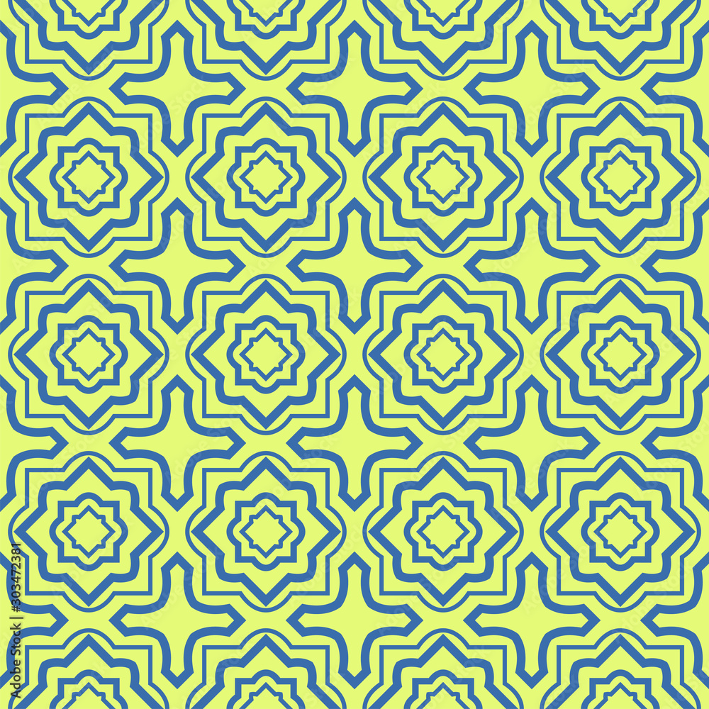 Seamless Pattern With Abstract Geometric Style. Repeating Sample Figure And Line. Vector illustration. Blue, light green color Seamless Pattern With Abstract Geometric Style. Repeating Sample Figure And Line. Vector illustration. Blue, light green color