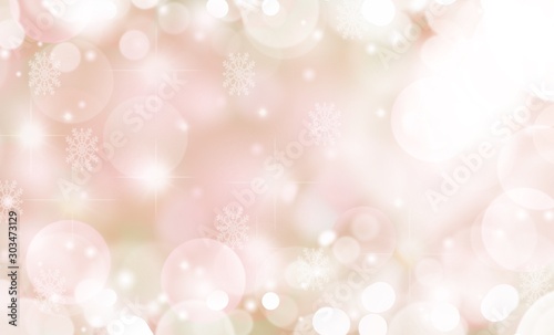 Pink abstract background blurred. snowflake and white bokeh light beautiful shiny. use wallpaper backdrop and your product.