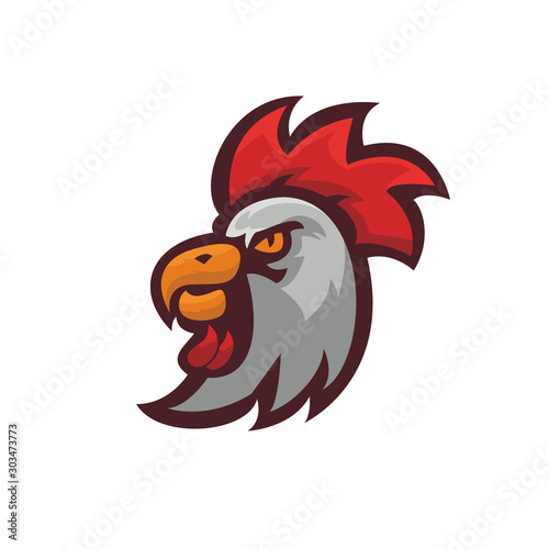 Rooster head logo,mascot character.vector logo design