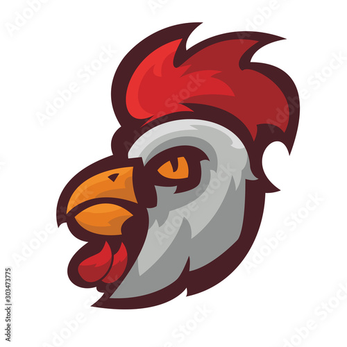 Rooster head logo,mascot character.vector logo design