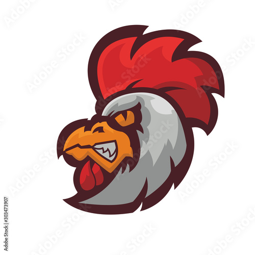 Rooster head logo,mascot character.vector logo design