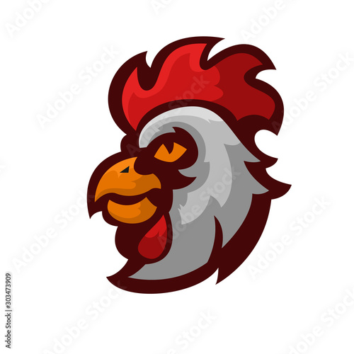 Rooster head logo,mascot character.vector logo design