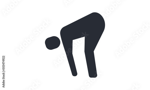 The man bends down icon for sports and fitness concepts