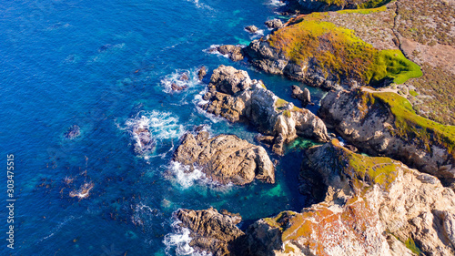 Pebble Beach, Carmel, Monterey, Big Sur Ocean Aerial view
