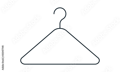Black clothes hanger icon for wardrobe and fashion concepts