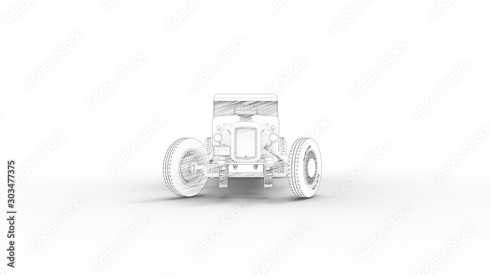 Fototapeta premium 3d rendering of a hot rod isolated in a colored studio background