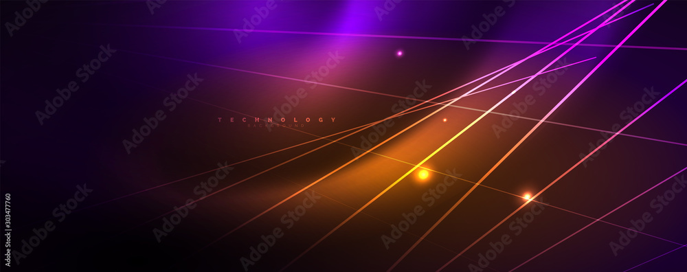 Color light with lines, outer space background, bright rays