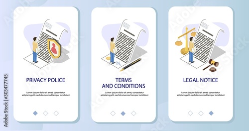 Agreement checking mobile app onboarding screens vector template
