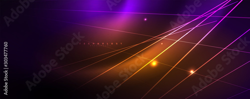 Color light with lines, outer space background, bright rays