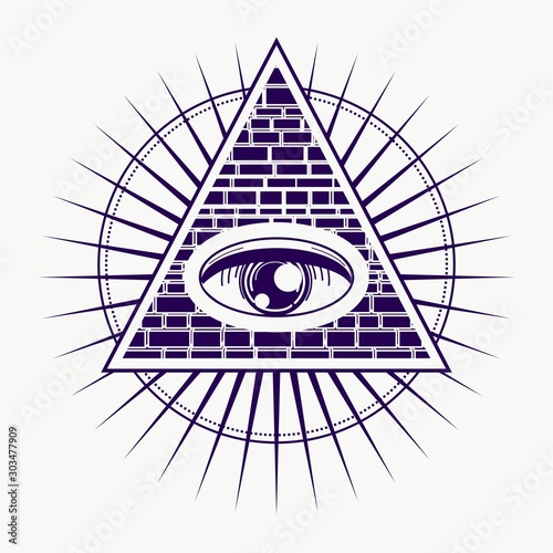 Mystical geometry symbol. Linear alchemy, occult, philosophical sign. For music album cover, poster, sacramental design. Astrology and religion concept.
