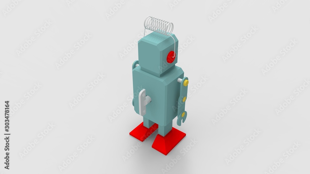 3d rendering of a cute robot isolated in a studio background