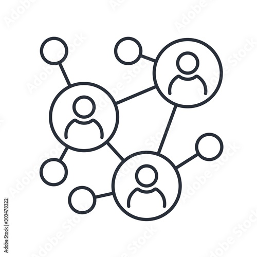 Networks. Business Connections. Social Media. Vector linear icon on a white background.