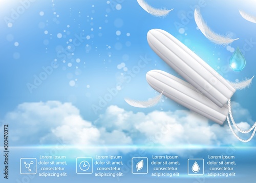 Hygiene tampons vector advertising poster design template