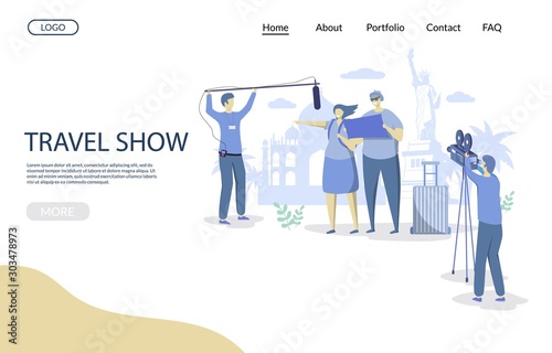 Travel show vector website landing page design template