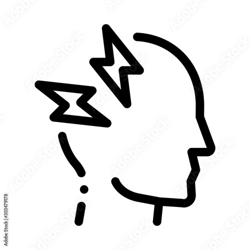 Headache Icon Vector. Outline Headache Sign. Isolated Contour Symbol Illustration