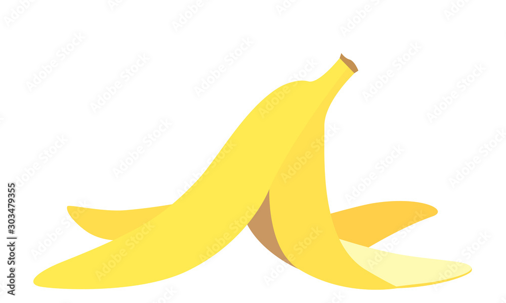 Banana Peel On A White Background Vector Illustration On White